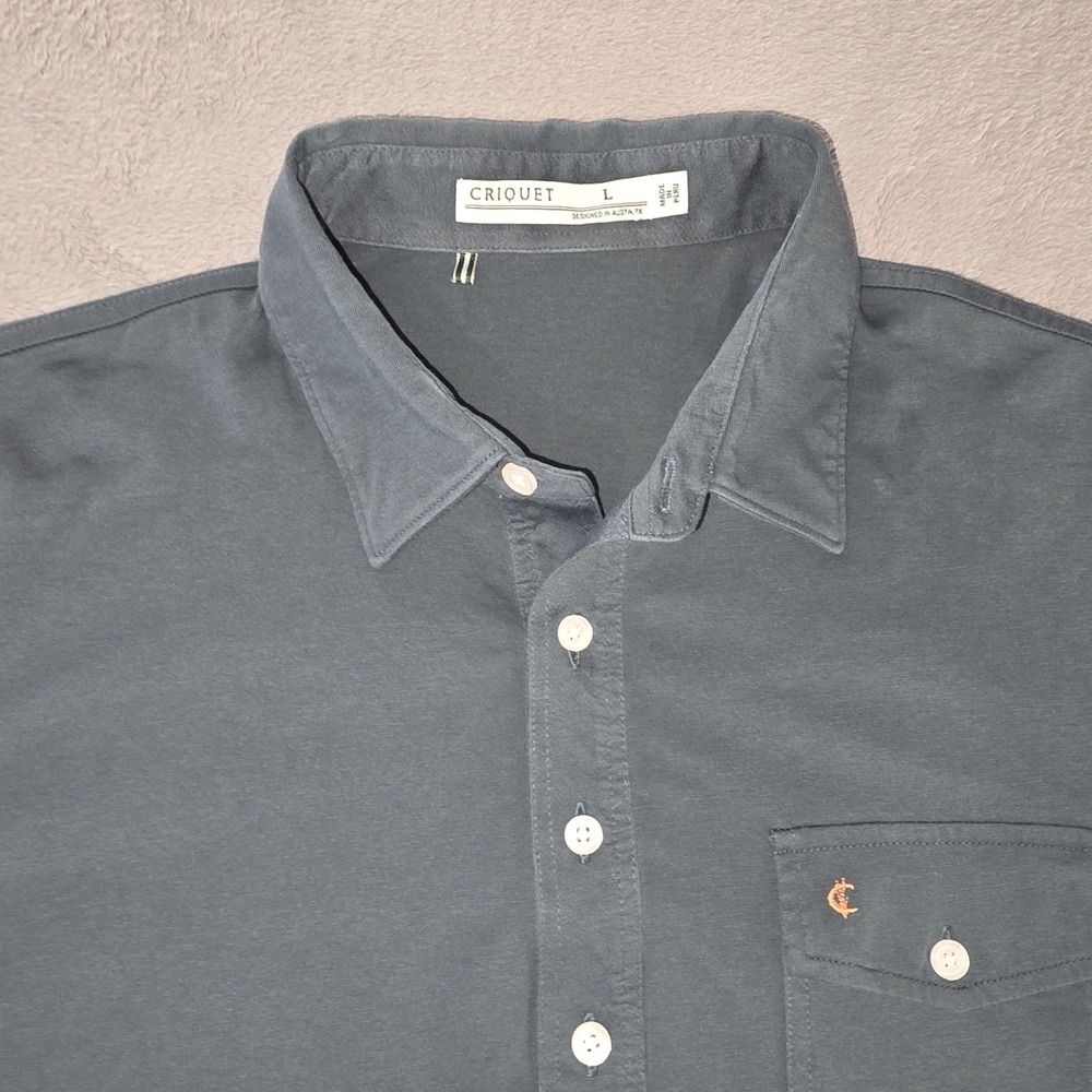 Criquet Mens Polo Shirt Soft Cotton Large Solid Green Collar Single Pocket